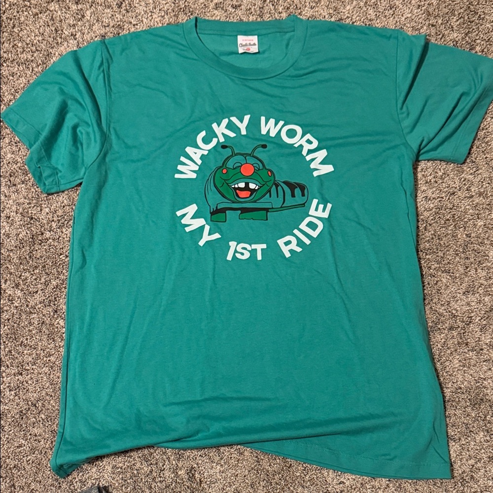 Charlie Hustle Wacky Worm Worlds of Fun Teal Graphic Tee